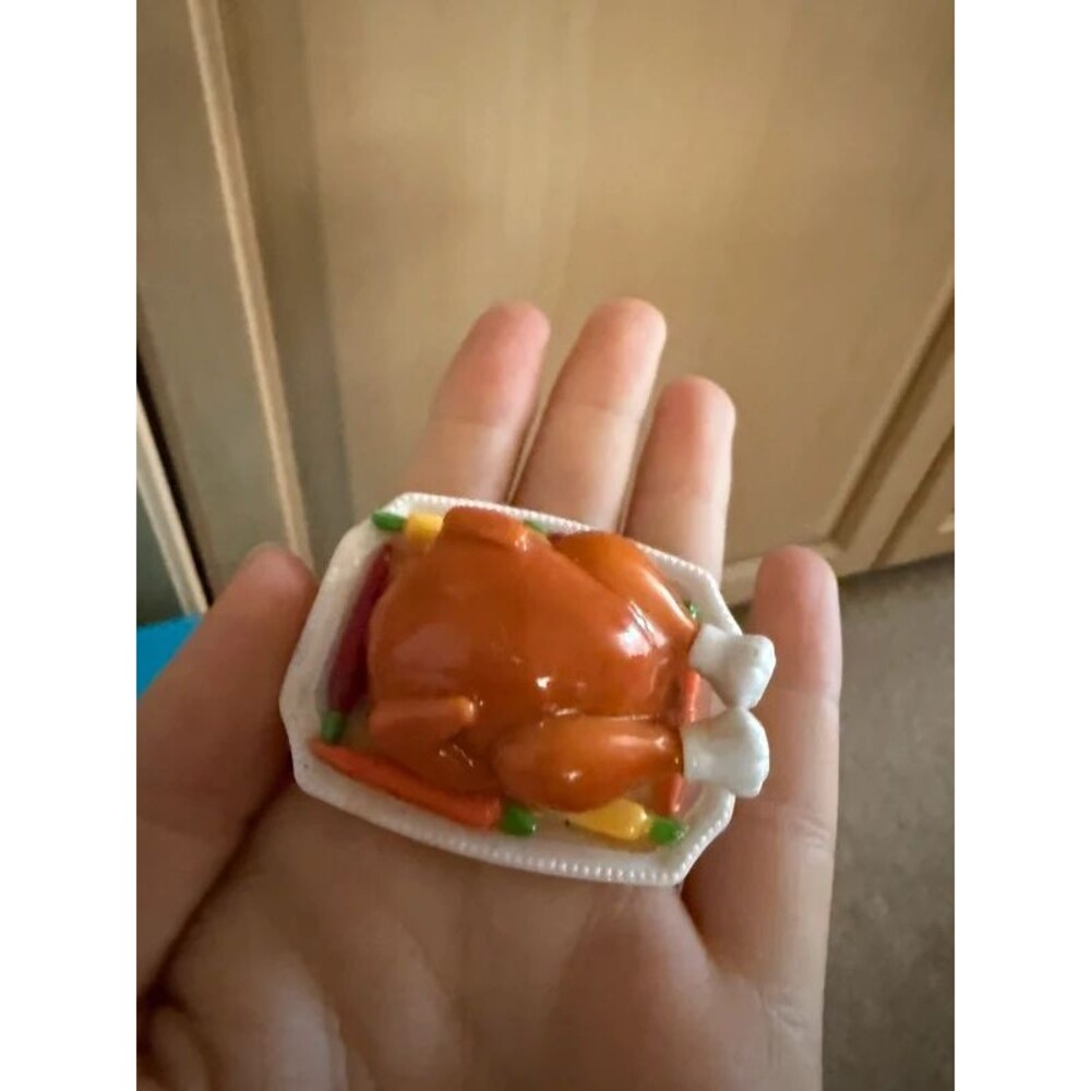 Mini dollhouse turkey platter resin